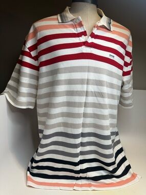 Enyce Cotton Polo with White and Peach Stripes